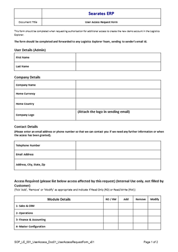 User Request Form